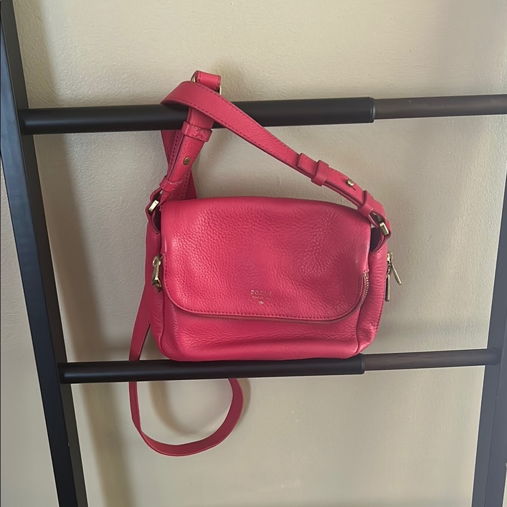 Fossil Pink Leather Crossbody Bag